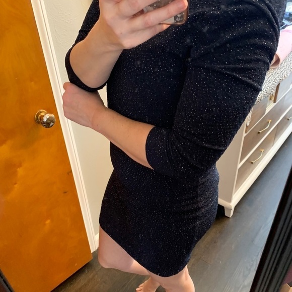 Windsor Navy Drape Back Stretch Metallic Mini Dress - Picture 7 of 8